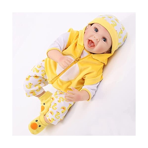 ZIYIUI 55Cm poupée Reborn Fille Silicone Bebe realiste Baby Vrai Poupon Garcon Yeux Ouvert Dolls Enfant Toddler Pas Cher 2 