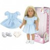 Sophias - 18" Poupee - Doll Blonde avec Robe à Rayures Bleues et Blanches, Baskets en Toile Blanche et sous-vêtements imprim