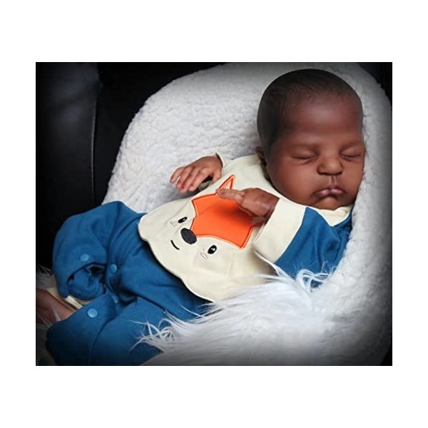Anano Poupée reborn afro-américaine noire de 50,8 cm pour bébé - Poupée reborn réaliste - Poupée reborn noire pour filles
