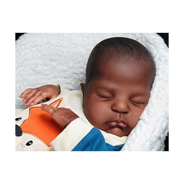 Anano Poupée reborn afro-américaine noire de 50,8 cm pour bébé - Poupée reborn réaliste - Poupée reborn noire pour filles