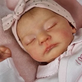 Anano Réaliste Mignon Bébé Poupée Fille 46cm Poupée Reborn Bébés Yeux Fermés en Silicone Souple Réel Poupées Reborn Nouveau N