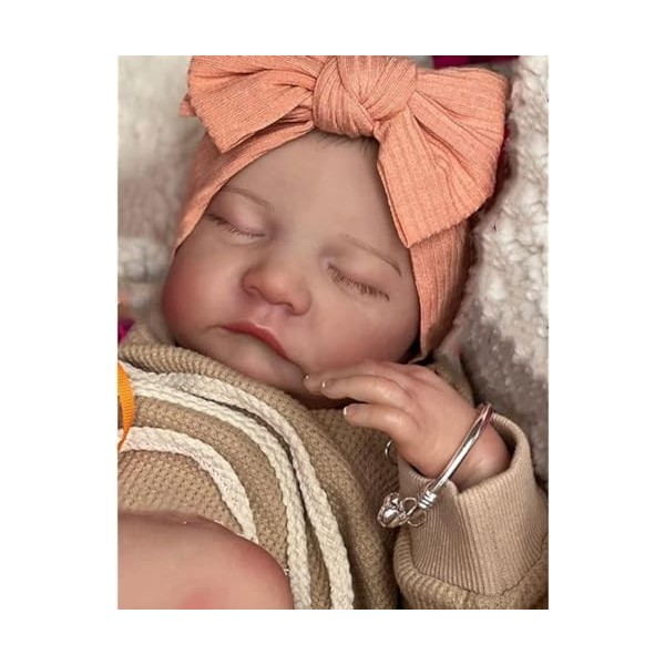 Anano Vrai Bébé Reborn Fille 48cm Poupée Reborn Réaliste Silicone Fille Yeux Fermés Mignon Vraiment Bébé Reborn Poupée Fille 