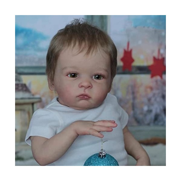 Anano Bébé Reborn Garçon 52cm Réaliste Reborn Bébé Poupée Garçon avec Cheveux Vraie Poupée Reborn Bébés en Silicone Souple Be