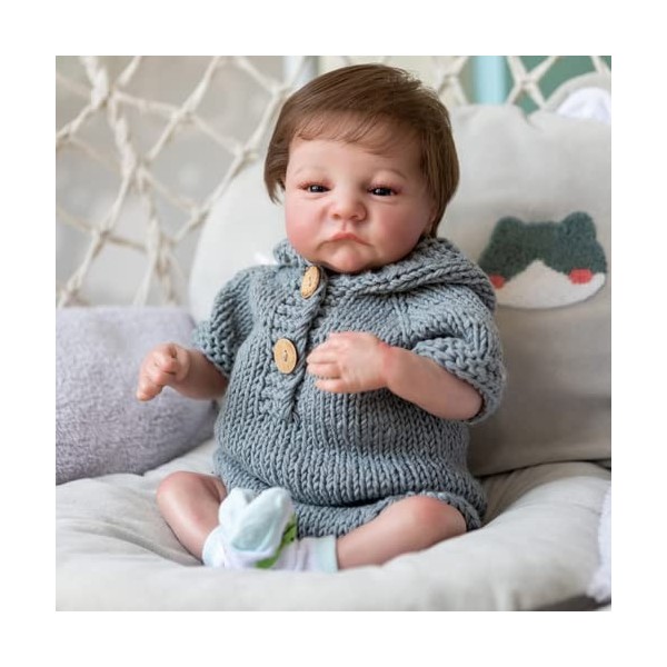 Lonian 19 Pouces Nouveau-né bébé Reborn poupée veines Visibles poupée dart à Collectionner Blue Eyes 