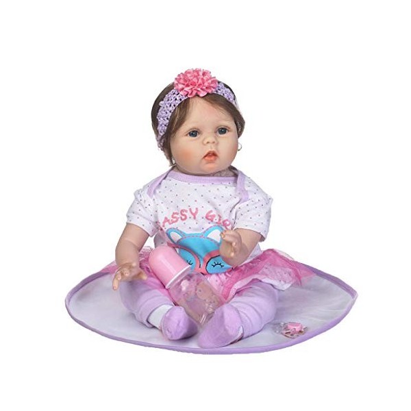 ADOSSAC 2020 Poupée Reborn 55 cm Réaliste Bebe Reborn Fille Souple en Silicone réaliste en Vinyle Souple Lifelike Mignon Nouv