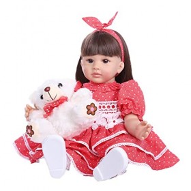 SYP Reborn Poupée Bébé 24 Pouces 60 cm Souple Vinyle Silicone Réaliste Bebe Reborn Fille Fait Main Poupee Reborn Ressemble à 