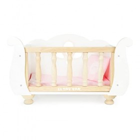 Le Toy Van - Educational Wooden Toy Role Play Beautiful Sleigh Doll Cot & Crib, Girls & Boys Pretend Play Toy Pram Playset - 