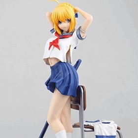 RIZWELLA Anime Figure Figure Uniforme Scolaire Ver. Destin/Grand Ordre Saber Artoria Pendragon Mignon Dessin animé poupée Sta