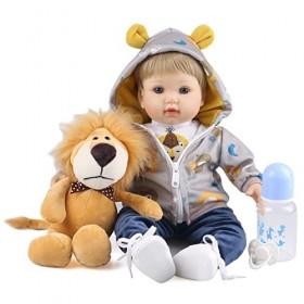 haveahug Reborn Poupée nouveau-né réaliste avec cheveux blonds en vinyle et corps en tissu, 45,7 cm jaune 