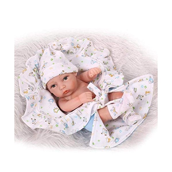 Reborn Baby Dolls, Baby Doll Soft Simulation Silicone 11inch 27cm Magnetic Mouth Lifelike Toy Girl Eyes Open, Boy, Nourturing