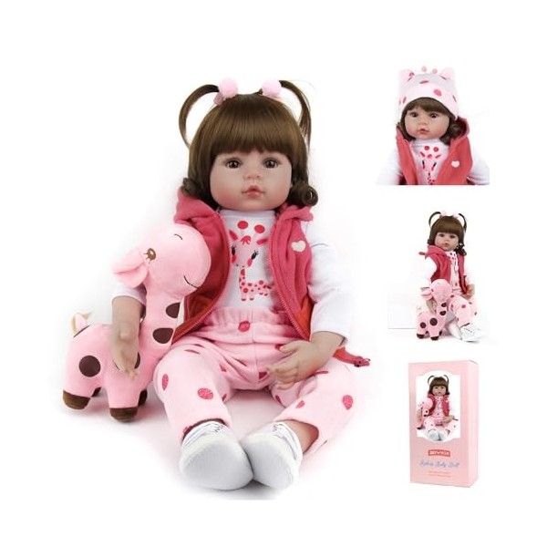 TYRUGD 50 cm Reborn Baby Doll Girl comme Véritable Baby Soft Silicone Vinyle Reborn Poupée Réaliste à la Main Reborn Babies T