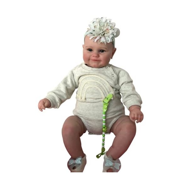 Lonian 20 Pouces 50cm Reborn Baby Girl Doll avec Corps en Silicone Complet pour Enfants Jouer Jouet de Bain Brown Eyes 