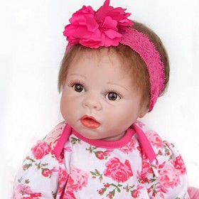 ZIYIUI Bebe Reborn 22 Pouces 55 cm Poupée Reborn Réaliste Vinyle Silicone Souple Poupee Reborn Fille Fait à la Main Simulatio