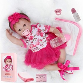 ZIYIUI Reborn Bébé Poupées 22 Pouces 55cm Reborn Bébé Fille Silicone Souple en Vinyle Réaliste Bébé Fille avec Une Sucette ma
