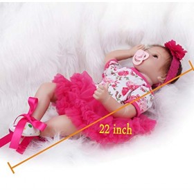 ZIYIUI Reborn Bébé Poupées 22 Pouces 55cm Reborn Bébé Fille Silicone Souple en Vinyle Réaliste Bébé Fille avec Une Sucette ma