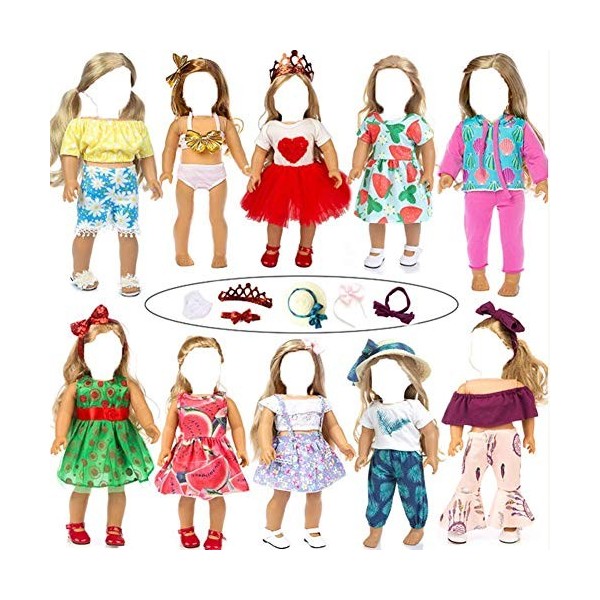 10 Ensembles De Vêtements Et Accessoires De Poupée De Mode, Costume De Poupée, Tenue Décontractée, Robe De Princesse pour Pou