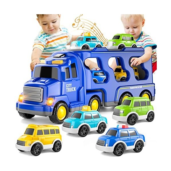 Véhicule de transport Garçon Jouets pour 3 4 5 6 ans, construction Jouets  Porte-voiture Véhicule Ensemble de jouets, Jouets pour enfants Truck Car  Toys Set Pour 3-9 Tout-petits Enfants