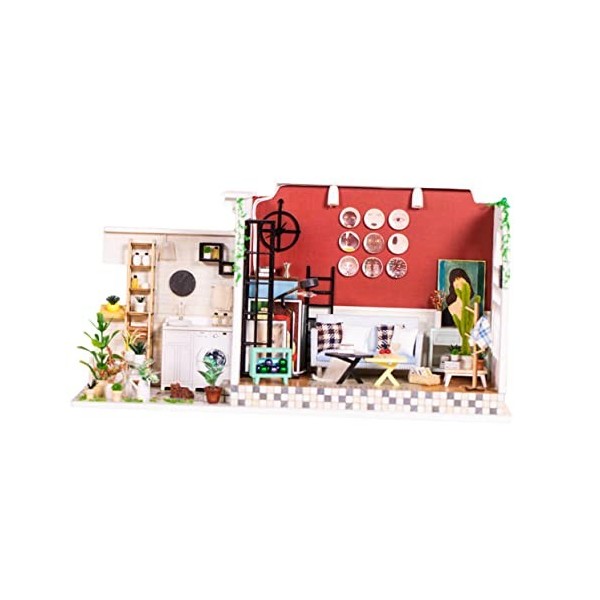 ibasenice Kit Miniature Kit De Modèle en Bois Bricolage Mini Maison Faites-Le Vous-Même Kit De Bricolage Miniature