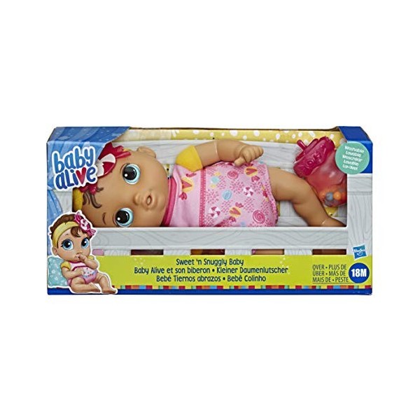 Baby Alive Sweet ‘n Snuggly Baby, Soft-Bodied Washable Doll, Includes Bottle, First Baby Doll Toy for Children 18 Months Old 