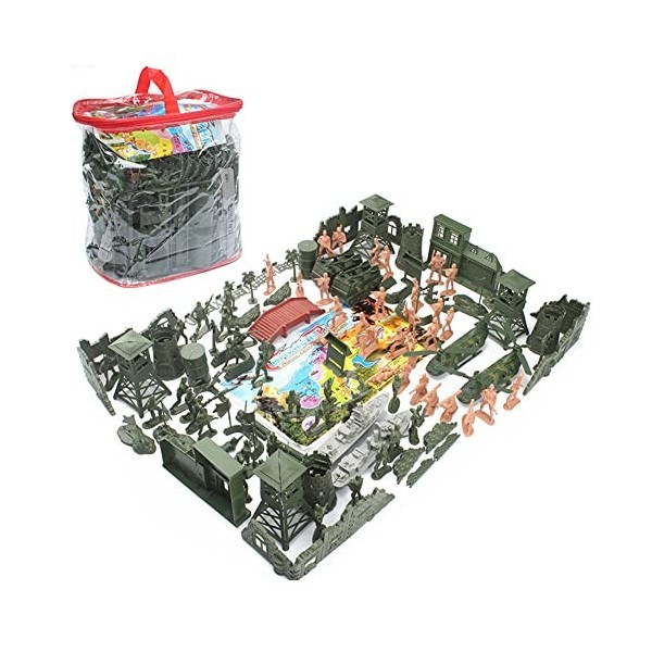 Hpory Soldat Militaire Jouet, 300 Pcs Militaire Figurines Set Y Compris Soldat Plastique Figurine Militaire Avions Tanks, Mil