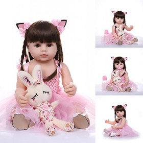 ZIYIUI Réaliste Poupée Reborn Bébé 22 Pouces 55cm Bebe Reborn Fille Silicone Plein Corps Poupon Reborn Vrai Nouveau-né bébé C