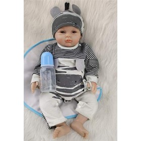 ZIYIUI 22 inch Poupée Reborn Bébé Garçon Poupons de Silicone Réaliste Yeux Ouverts Poupee Bebe Reborn Babys Dolls Pas Cher Ma