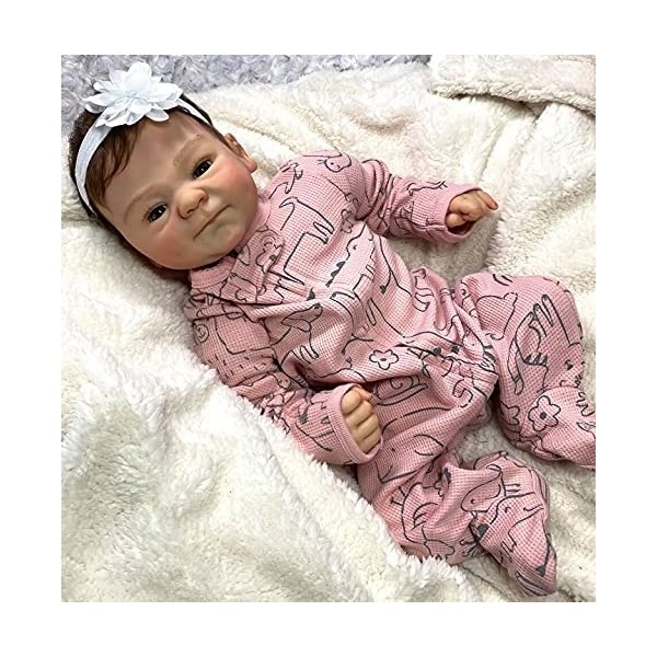 MineeQu 48CM Poupée de Collection réaliste 19 Pouces Reborn Baby Doll en Vinyle de Silicone Doux Visage Premie Real Taille de