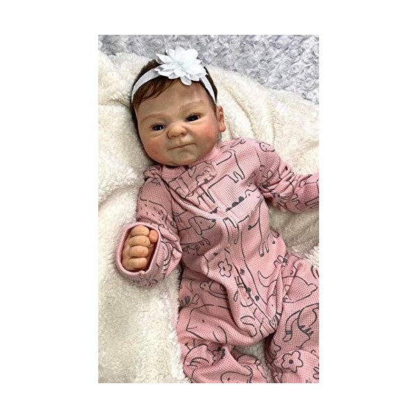 MineeQu 48CM Poupée de Collection réaliste 19 Pouces Reborn Baby Doll en Vinyle de Silicone Doux Visage Premie Real Taille de