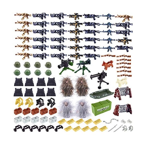 PARIO 132Pcs Kit Casque et Arme pour Mini Figurines de SWAT Police Soldats, Compatible avec Lego