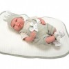 Arias Poupée Elegance Cris, poupée de Poids 2,5 kg, bébé réaliste de 40 cm, Ensemble Vert et Blanc avec détail Oreilles, Couv