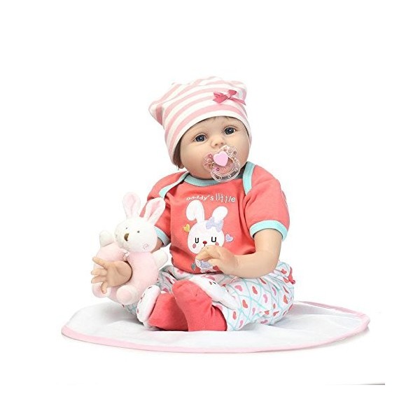 ADOSSAC 2020 Poupée Reborn 55 cm Réaliste Bebe Reborn Fille Souple en Silicone réaliste en Vinyle Souple Lifelike Mignon Nouv