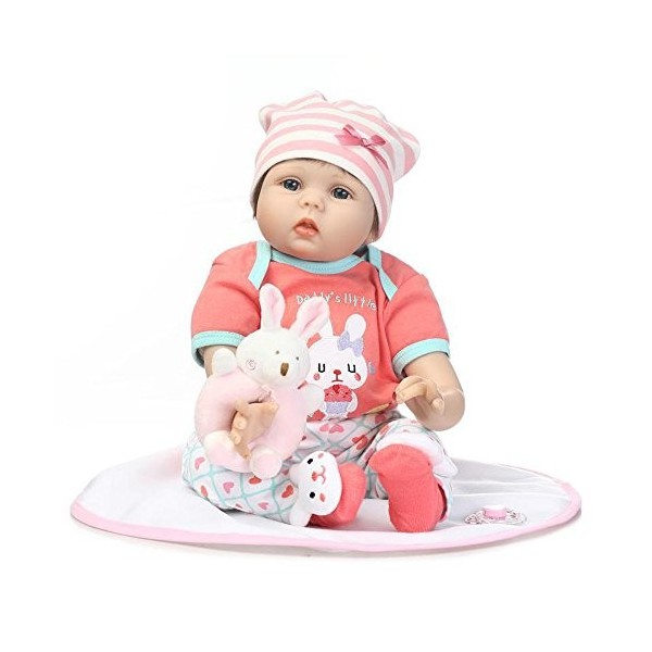 ADOSSAC 2020 Poupée Reborn 55 cm Réaliste Bebe Reborn Fille Souple en Silicone réaliste en Vinyle Souple Lifelike Mignon Nouv