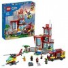 LEGO 60320 City Fire La Caserne des Pompiers, Set avec Garage, Jouet Camion et Hélicoptère pour Les Enfants dès 6 Ans