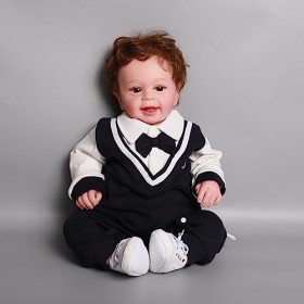 Anyee Bebe Reborn 55 cm Souple Vinyle Silicone Poupée Reborn Realiste Garçon Fille Jouet Enfants Cadeau