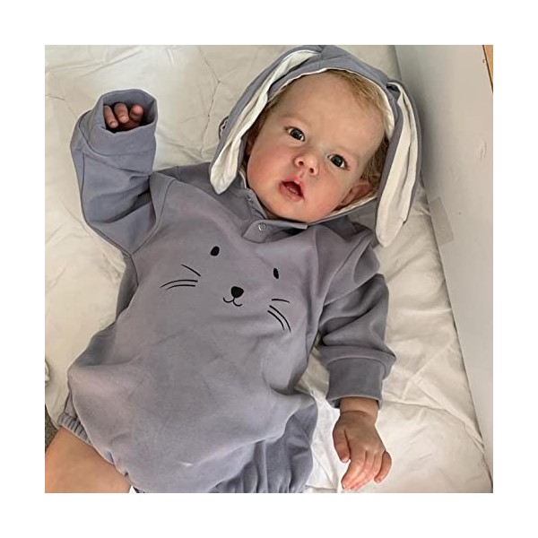 MAIHAO Bébé Reborn Garcon Poupee Silicone Souple Bebe Realiste Fille Yeux Ouvert Toddlers Poupee 55 Cm