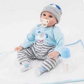 ZIYIUI Realiste Poupée Reborn Bébé 22 Pouce 55cm Bebe Reborn Garçon Poupée Reborn Poupons Silicone Reborn Babys Dolls Simulat