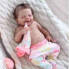 ZIYIUI 22 Pouces 55 Cm Réaliste Poupée Reborn Souple Vinyle Silicone Mignon Lifelike Bebe Reborn Fille Nouveau-Né Reborn Todd