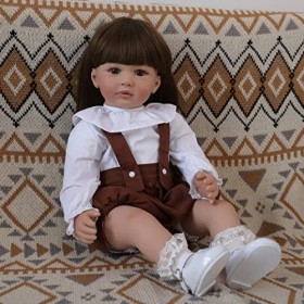 ZIYIUI Poupée Reborn Fille 60CM aux Cheveux Long Reborn Poupée bébé Souple en Silicone réaliste en Vinyle Souple Baby Nouveau