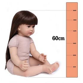ZIYIUI Poupée Reborn Fille 60CM aux Cheveux Long Reborn Poupée bébé Souple en Silicone réaliste en Vinyle Souple Baby Nouveau