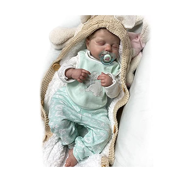 MAIDEDOLL Poupée Reborn réaliste de 45,7 cm - Corps souple - Poupée réaliste en vinyle de silicone - Poupée de bébé endormi a