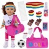 Lot de 13 vêtements de poupée de football américain de 45,7 cm pour fille - Comprend un sac, une serviette, des chaussettes d