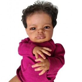Lonian 20 Pouces Brun foncé Peau Reborn bébé poupée réaliste bébé poupée à Collectionner