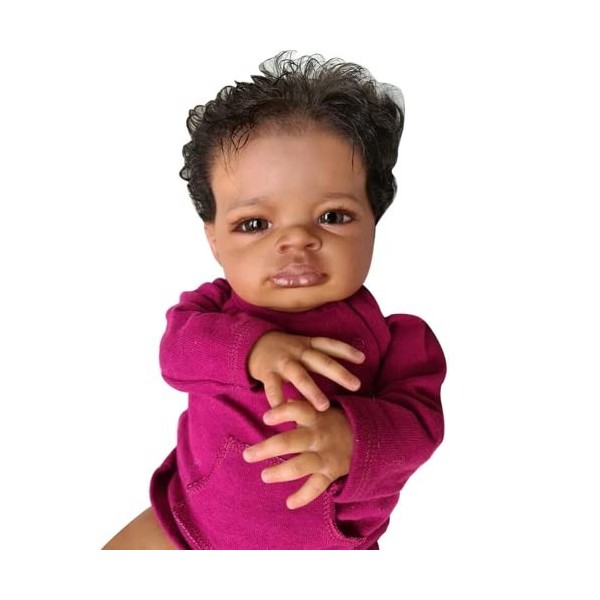 Lonian 20 Pouces Brun foncé Peau Reborn bébé poupée réaliste bébé poupée à Collectionner