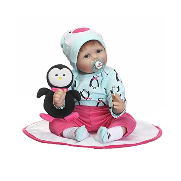 ADOSSAC 2020 Poupée Reborn 55 cm Réaliste Bebe Reborn Fille Souple en Silicone réaliste en Vinyle Souple Lifelike Mignon Nouv