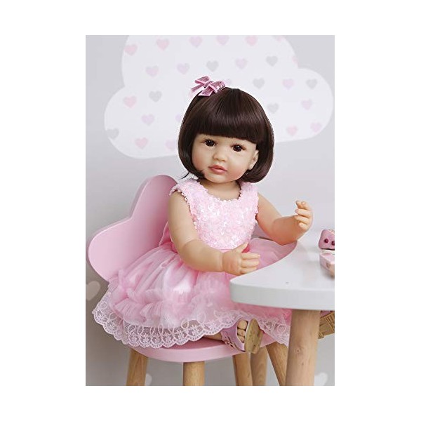 Pinky Reborn Poupées Baby Doll 22 Pouces Réaliste Silicone Vinyle Poupée Bebe Reborn À La Main Bébé Jouets pour Filles Cadeau