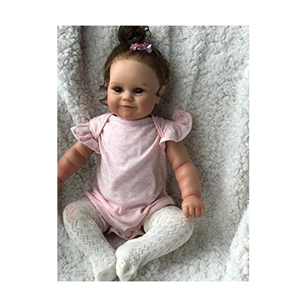 Pinky Reborn Poupée Bébé 20 Pouces ou 24 Pouces Fille en Vinyle Bebe Poupee Nouveau-née Réaliste Fait Main Vinyle Souple en S