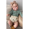 MineeQu 50CM Real Life Preemie Taille Cheveux Blonds Enracinés Doux Sourire Poupée Bébé renaître Silicone Vinyle Complet Réal