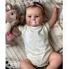 MineeQu 50CM Real Life Preemie Taille Cheveux Blonds Enracinés Doux Sourire Poupée Bébé renaître Silicone Vinyle Complet Réal