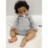 MineeQu 20 Pouces Taille réelle de bébé Afro-américain Cheveux enracinés à la Main Nouveau-né poupée Souriante Look réaliste,