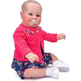 MineeQu 24 Pouces 60CM Grande Taille Dessin À La Main Cheveux Nouveau-Né Bébé Reborn Toddler Fille Maddie Doux Souriant Doux 